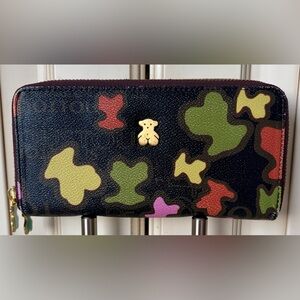 Tous Multicolor Long Wallet. Cute enamel bears on zipper pulls.